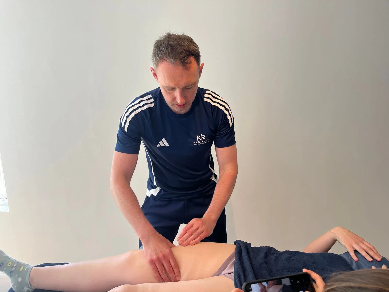Sports massage on the hamstring